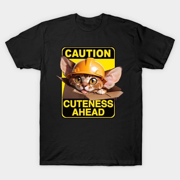 Devon Rex Cat Wearing Hardhat T-Shirt by CGI Studios